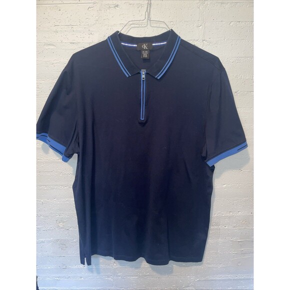 Calvin Klein Men’s Quarter Zip Polo Dark Blue XL - Picture 1 of 7